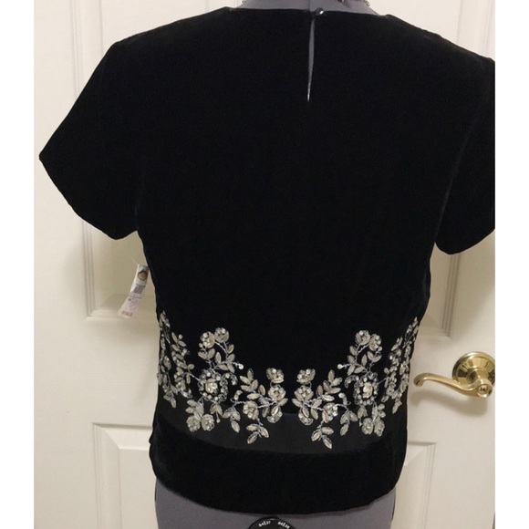 NWT Talbots Black Velvet Embellished Top - Picture 7 of 16
